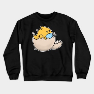 Chick in the egg with face mask happy easter 2021 Crewneck Sweatshirt